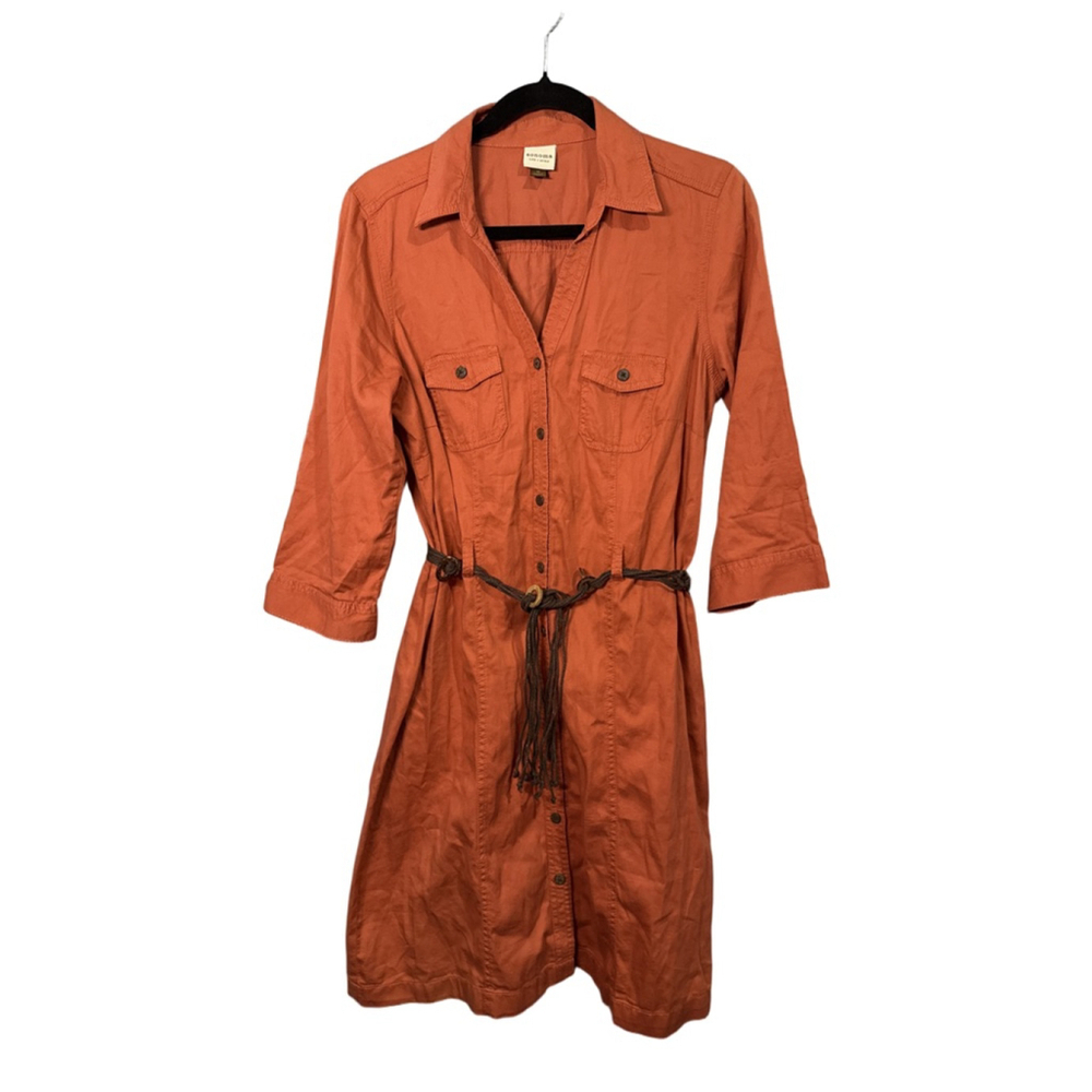 Sonoma Terracotta Belted Shirt Dress M